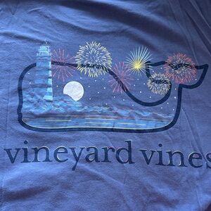 Vineyard Vines Blue Cotton Tee Fireworks XL